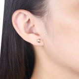 925 Silver Cube Crystal Stud Earrings for Women