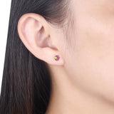 925 Silver Cube Crystal Stud Earrings for Women