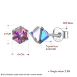 925 Silver Cube Crystal Stud Earrings for Women