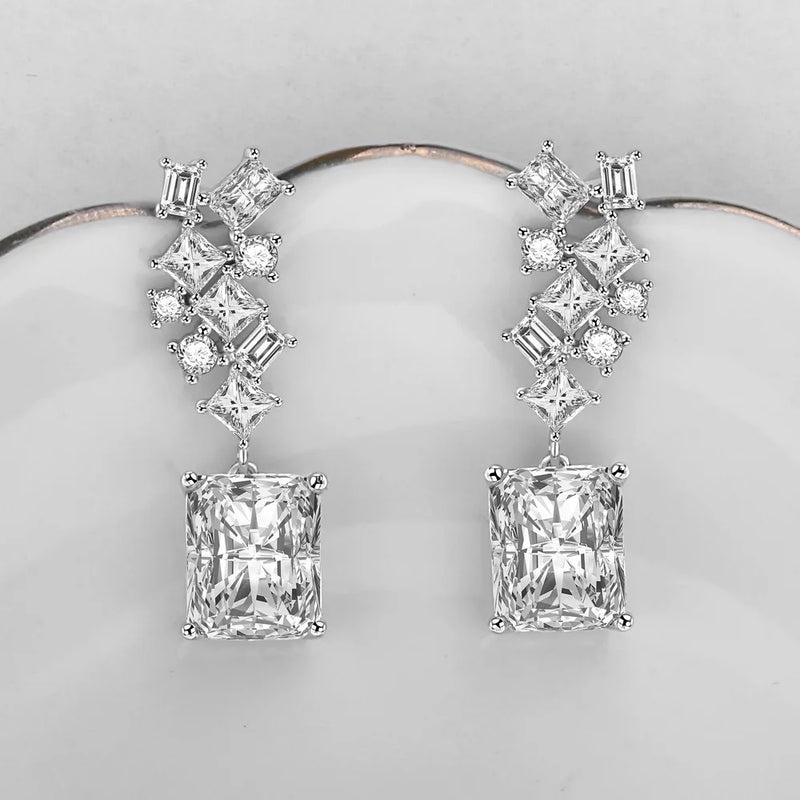 925 Silver Grape Shape Diamond Stud Earrings Wedding Gift