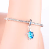 925 Sterling Silver CZ Turtle Dangle Beads Fits Charm Bracelet
