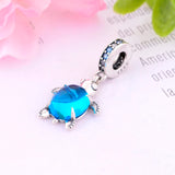 925 Sterling Silver CZ Turtle Dangle Beads Fits Charm Bracelet