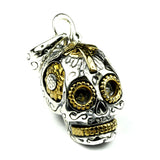 925 Silver Sugar Skull Pendant Gothic Skeleton Pendant