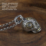 925 Silver Sugar Skull Pendant Gothic Skeleton Pendant