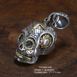 925 Silver Sugar Skull Pendant Gothic Skeleton Pendant