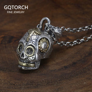 925 Silver Sugar Skull Pendant Gothic Skeleton Pendant