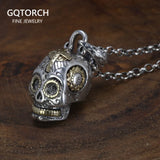 925 Silver Sugar Skull Pendant Gothic Skeleton Pendant