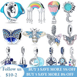 925 Silver Butterfly & Evil Eye Charm Pendant for Bracelet Necklace DIY Jewelry