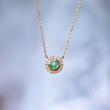 925 Silver Summer Daisy Emerald Choker Necklace Pendant 14K Plated