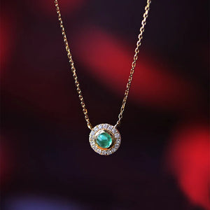 925 Silver Summer Daisy Emerald Choker Necklace Pendant 14K Plated