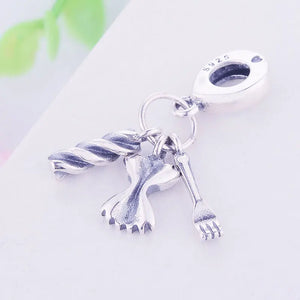 925 Silver Fork Bead Pendant for Pan Charm Bracelet