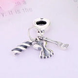 925 Silver Fork Bead Pendant for Pan Charm Bracelet