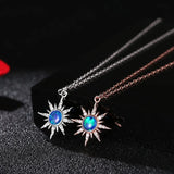 925 Silver Opal Stone Sun Flower Necklace for Women