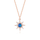 925 Silver Opal Stone Sun Flower Necklace for Women