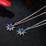 925 Silver Opal Stone Sun Flower Necklace for Women