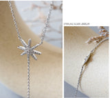 925 Silver Sun Flower Y Necklace Micro Paved Cz Zircon Stars Drop Necklace