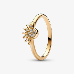 925 Silver Sun Moon Ring Set Sparkling Friendship Promise Anniversary Gift