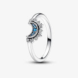 925 Silver Sun Moon Ring Set Sparkling Friendship Promise Anniversary Gift