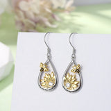 925 Silver Sunflower Bee Drop Earrings for Women Teen Girls