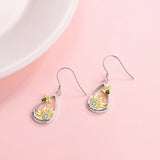 925 Silver Sunflower Bee Drop Earrings for Women Teen Girls