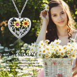 925 Silver Sunflower Necklace with Birthstone Zirconia