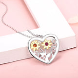 925 Silver Sunflower Necklace with Birthstone Zirconia