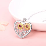 925 Silver Sunflower Necklace with Birthstone Zirconia