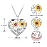925 Silver Sunflower Necklace with Birthstone Zirconia