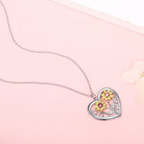 925 Silver Sunflower Necklace with Birthstone Zirconia