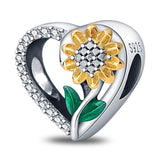 925 Silver Sunflower Zircon Charm 3mm Bracelet Bangle Women Birthday Gift