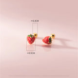 925 Silver Sweet Glue Drop Strawberry Threaded Stud Earrings
