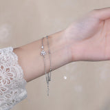 925 Silver Zircon Sakura Bracelet Double Layer Charm Jewelry