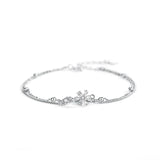 925 Silver Zircon Sakura Bracelet Double Layer Charm Jewelry