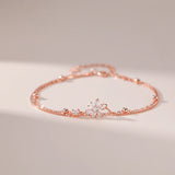 925 Silver Zircon Sakura Bracelet Double Layer Charm Jewelry
