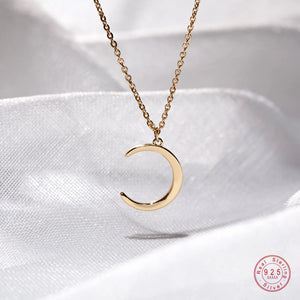 925 Silver Moon Pendant Short Necklace For Women