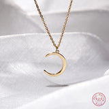 925 Silver Moon Pendant Short Necklace For Women