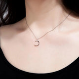 925 Silver Moon Pendant Short Necklace For Women