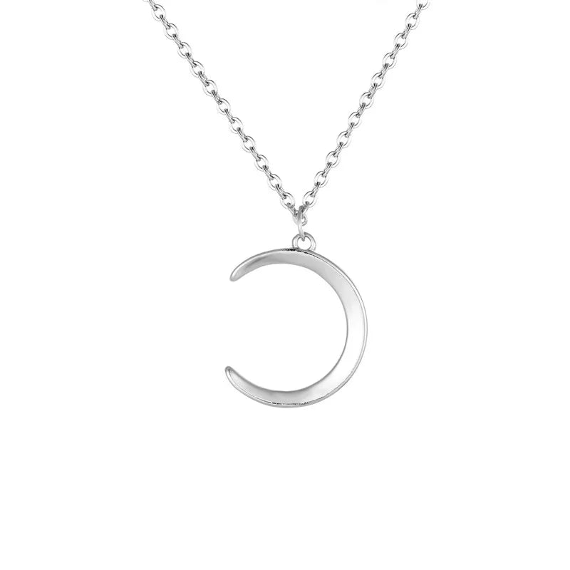 925 Silver Moon Pendant Short Necklace For Women