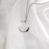 925 Silver Moon Pendant Short Necklace For Women