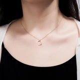 925 Silver Moon Pendant Short Necklace For Women