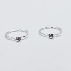 925 Silver Swil Twist Nose Hoop With Clear Stone Open Nose Ring 20pcs