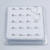 925 Silver Swil Twist Nose Hoop With Clear Stone Open Nose Ring 20pcs