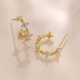 925 Silver Opal Clover Hook Earrings Classic Piercing Hoops Wedding Jewelry