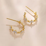 925 Silver Opal Clover Hook Earrings Classic Piercing Hoops Wedding Jewelry