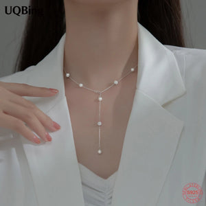 925 Silver Pearl Crystal Beads Choker Necklace