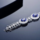 925 Silver Royal Sapphire Bracelet Women Wedding Gift