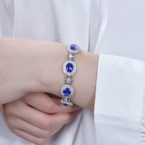 925 Silver Royal Sapphire Bracelet Women Wedding Gift