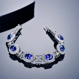 925 Silver Royal Sapphire Bracelet Chain Wedding Gift Fine Jewelry