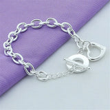 925 Sterling Silver Heart Bracelet for Women Wedding Engagement