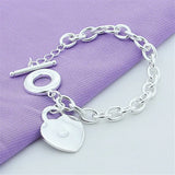 925 Silver Heart Bracelet TO Clasp Women Wedding Engagement Gift